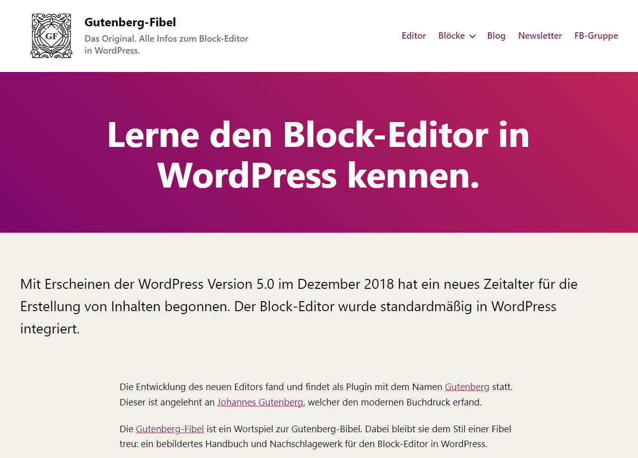 Lerne den Block-Editor in WordPress kennen.