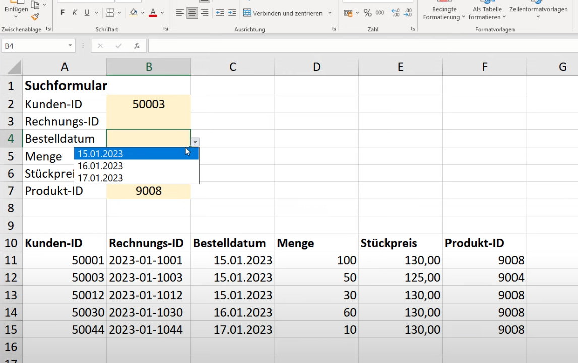 Excel Datenbank erstellen – mit Eingabemaske und Suchfunktion [OHNE VBA, Vorlage]